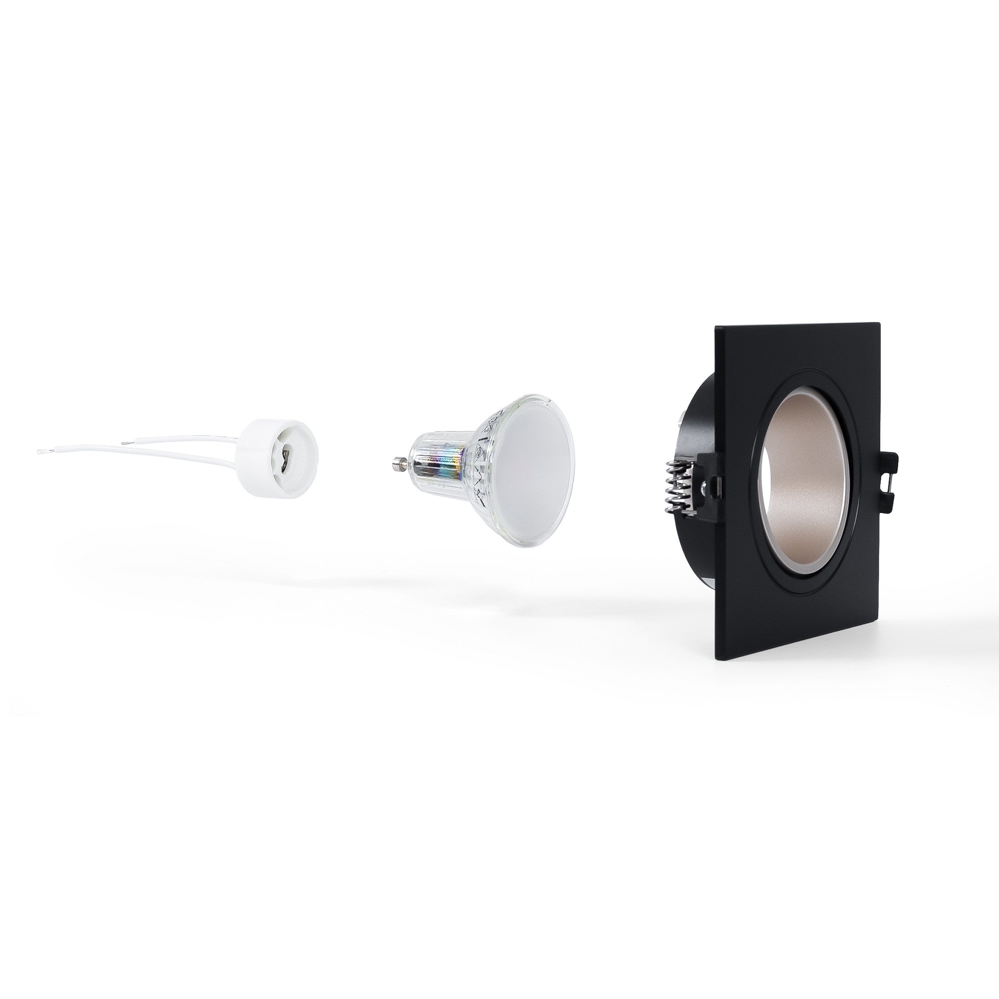 KIT Aro downlight cuadrado 93x93mm + Bombilla GU10 6W + Portalámparas (116)
