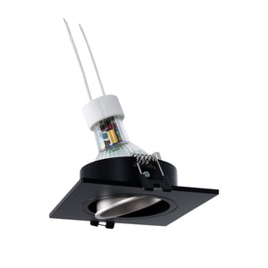 KIT Aro downlight cuadrado 93x93mm (negro/champagne) + Bombilla GU10 6W + Portalámparas (25)