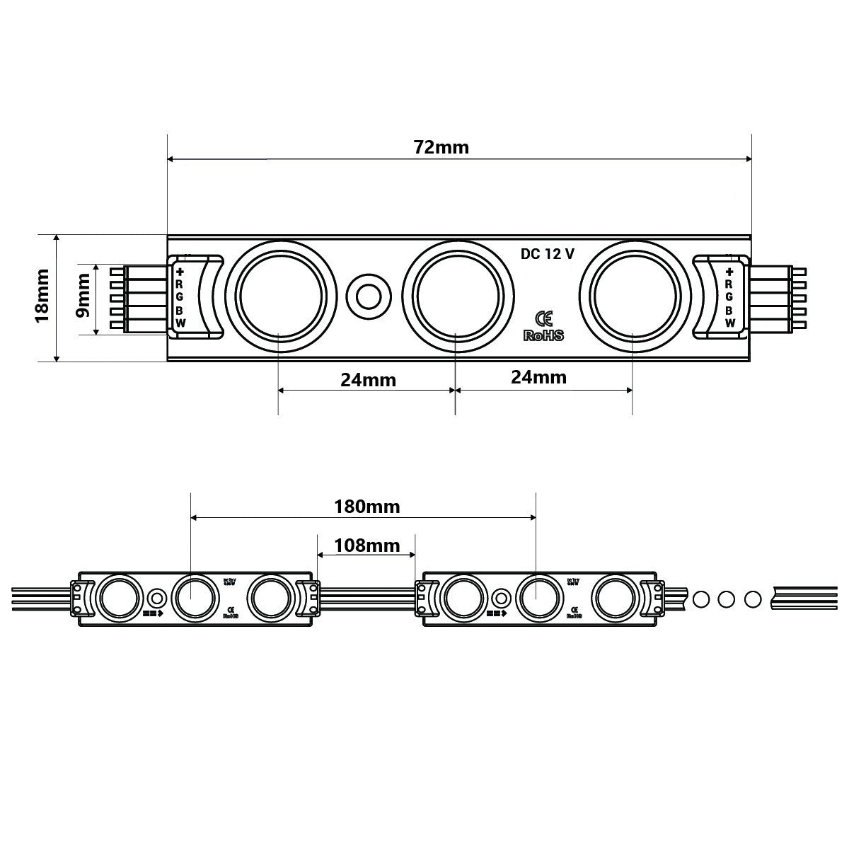 Módulos LED RGBWW para rótulos - 0.96W - 12V - IP65 - 120º (3)