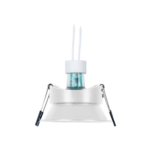 KIT Aro empotrable Ø93mm (blanco) + Bombilla GU10 6W + Portalámparas (15)