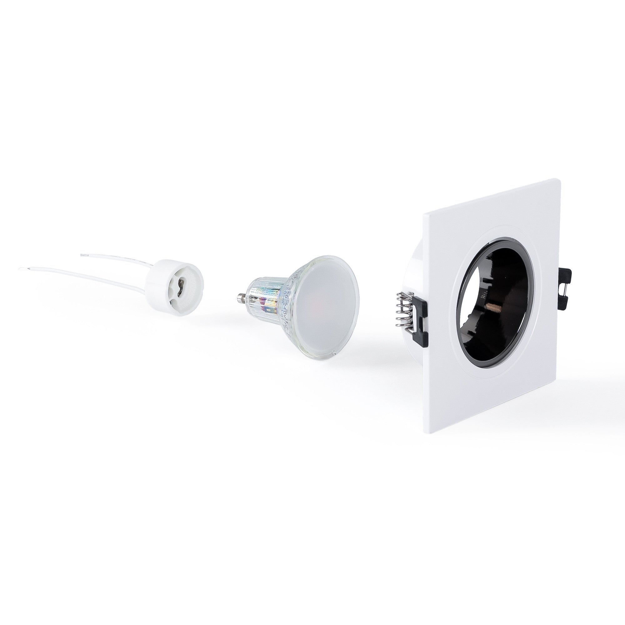 KIT Aro downlight cuadrado 93x93mm + Bombilla GU10 6W + Portalámparas (42)
