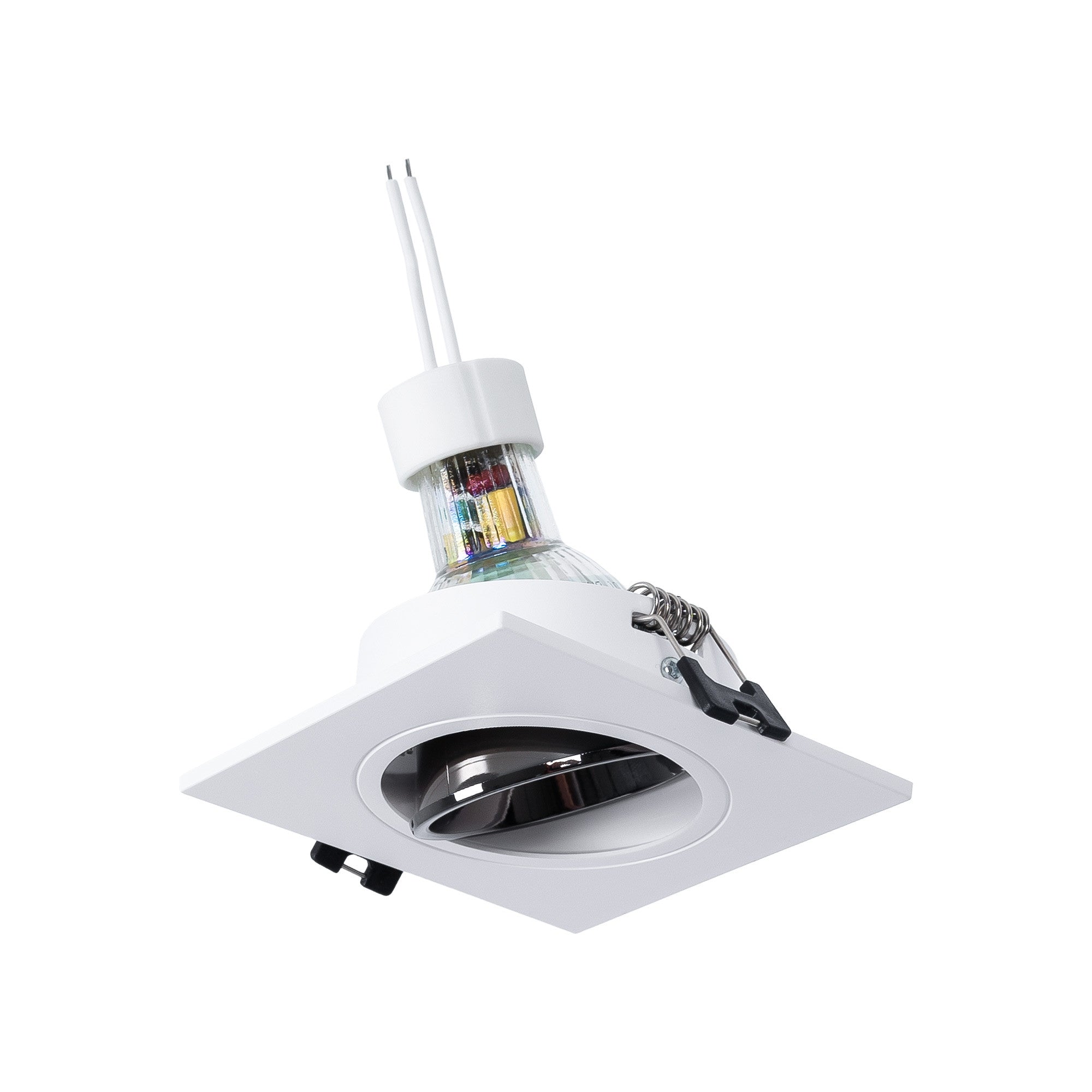 KIT Aro downlight cuadrado 93x93mm (gris/blanco) + Bombilla GU10 6W + Portalámparas (20)