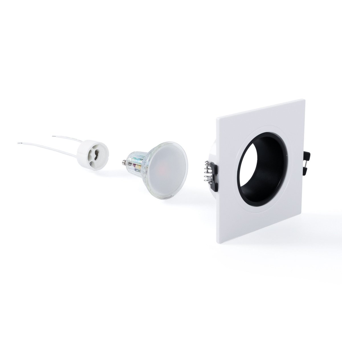 KIT Aro downlight cuadrado 93x93mm + Bombilla GU10 6W + Portalámparas - Barcelona Led-