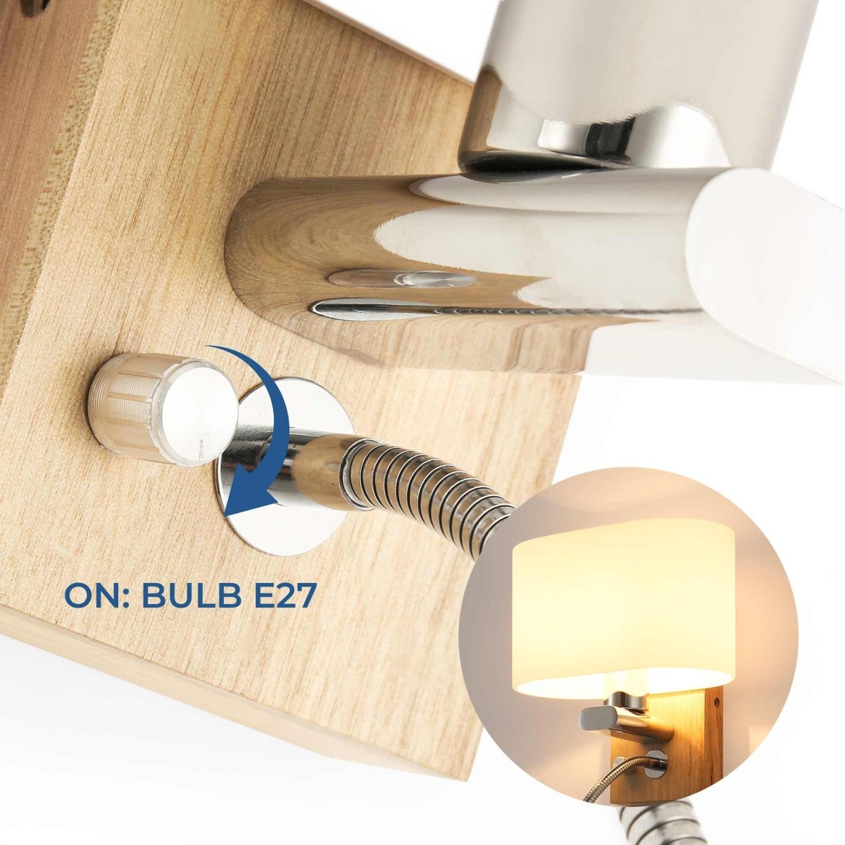 Aplique de pared con foco LED para lectura "Arti" - E27 + 3W - Barcelona Led-Decoración