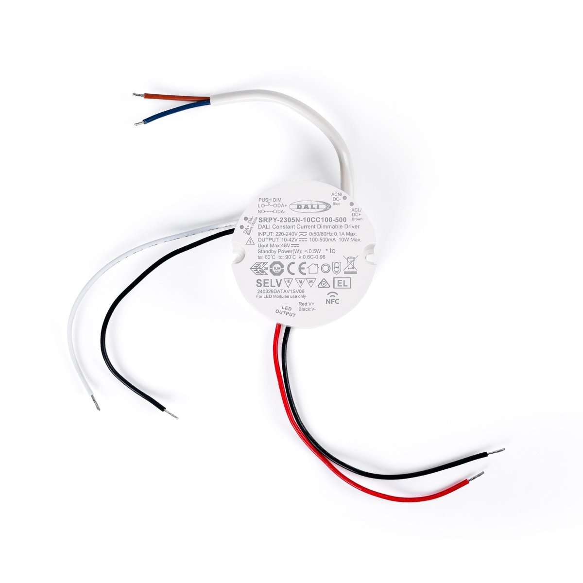 Driver regulable DALI DT6 NFC monocolor 220-240V - Salida 10-42V DC - 100-500mA - 10W - Barcelona Led-