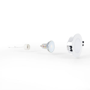 KIT Aro empotrable estanco Ø90mm + Bombilla GU10 6W + Portalámparas (18)