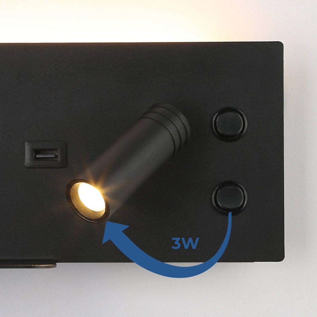 Aplique de pared para lectura con puerto USB "Kerta" - Iluminación doble - 3W+7W - Barcelona Led-Decoración