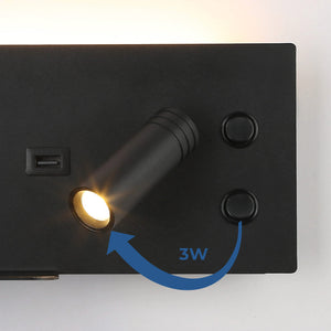 Aplique de pared para lectura con puerto USB "Kerta" - Iluminación doble - 3W+7W (19)