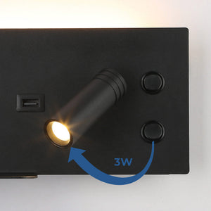 Aplique de pared para lectura con puerto USB "Kerta" - Iluminación doble - 3W+7W (19)