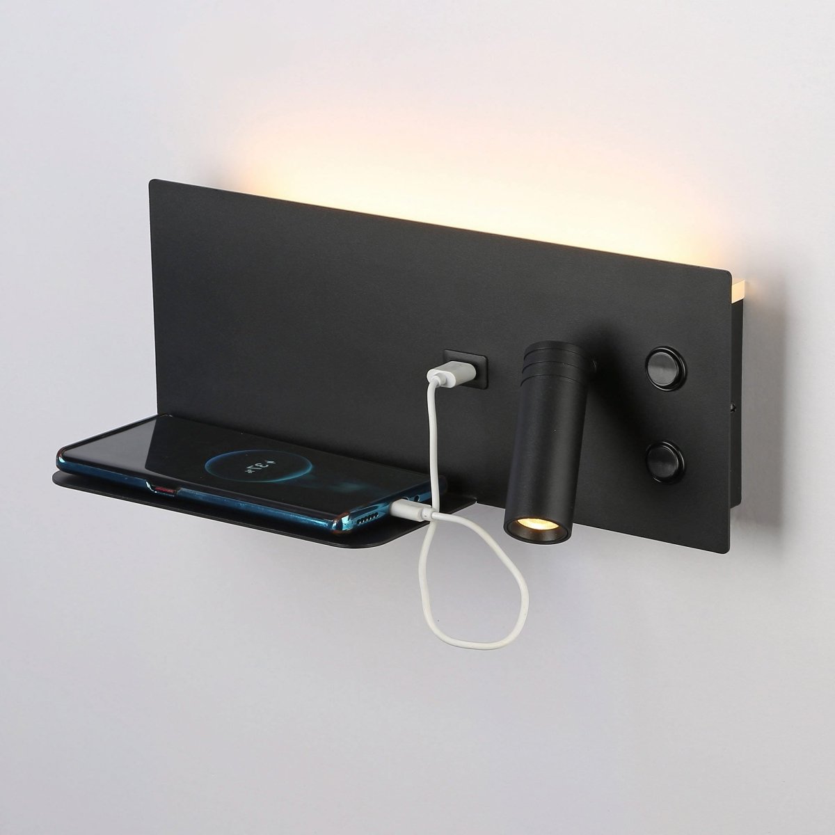 Aplique de pared para lectura con puerto USB "Kerta" - Iluminación doble - 3W+7W - Barcelona Led-Decoración