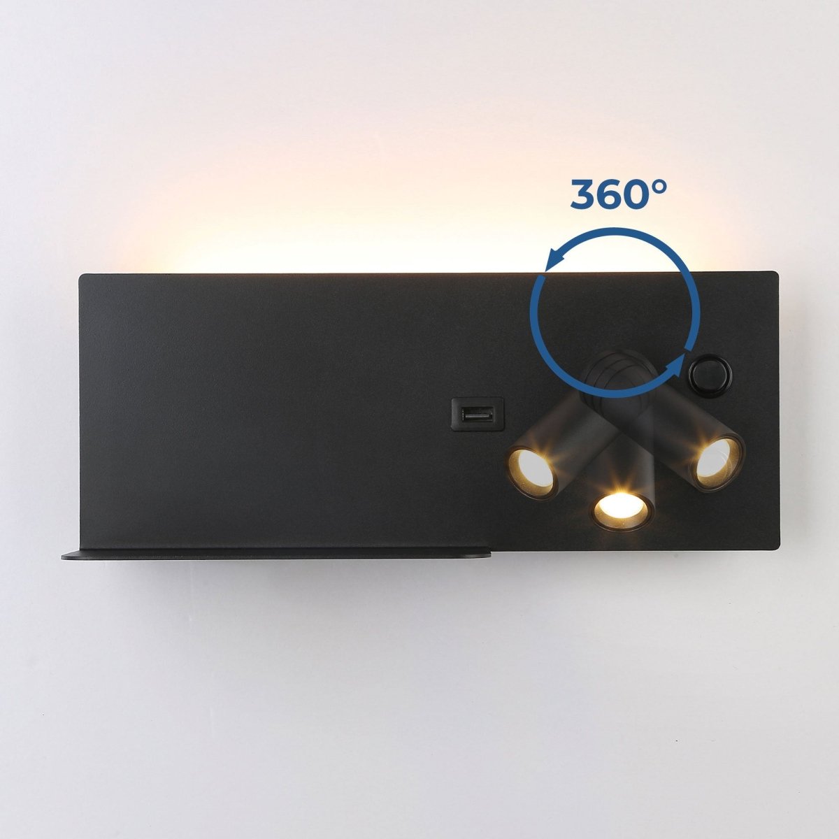 Aplique de pared para lectura con puerto USB "Kerta" - Iluminación doble - 3W+7W - Barcelona Led-Decoración