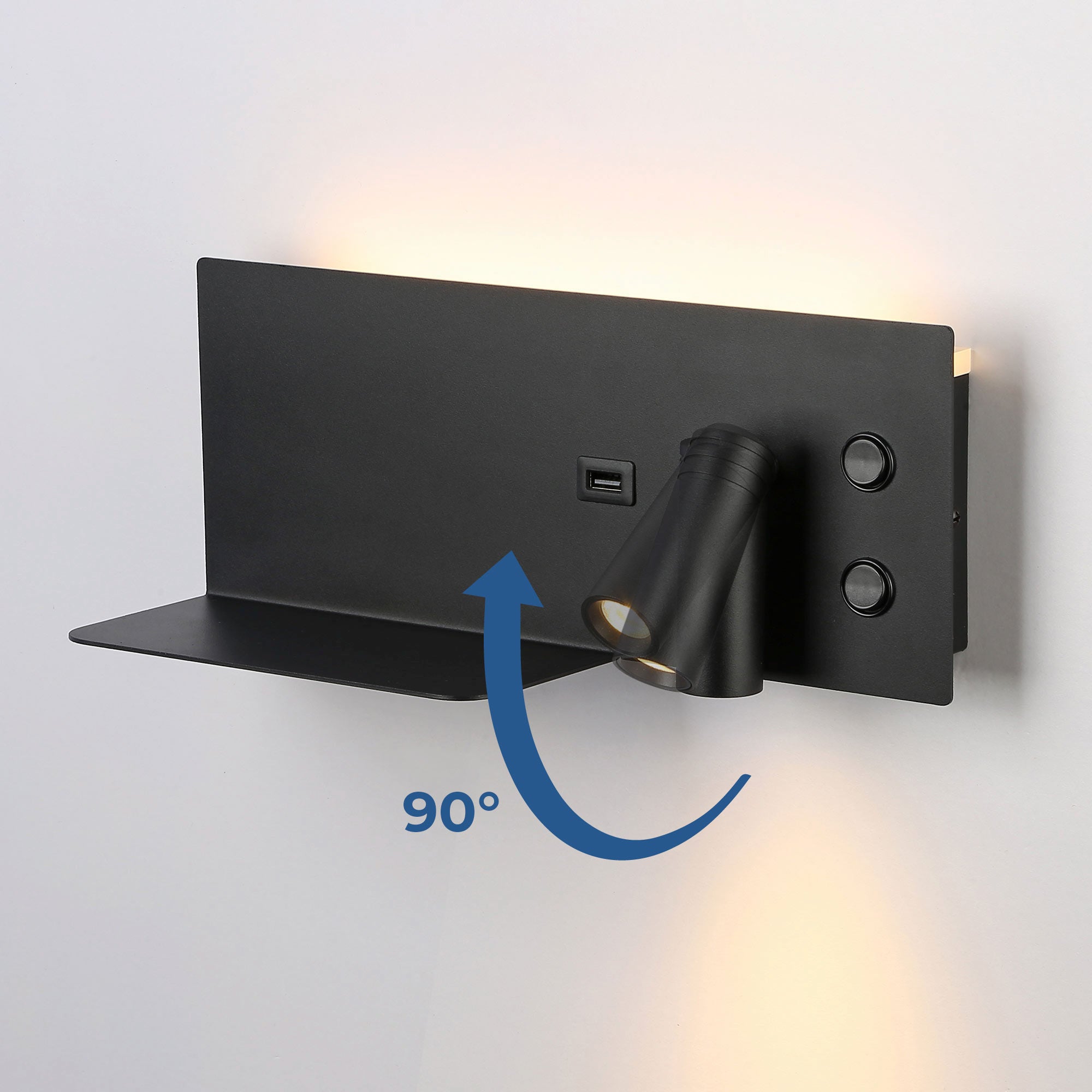 Aplique de pared para lectura con puerto USB "Kerta" - Iluminación doble - 3W+7W (23)