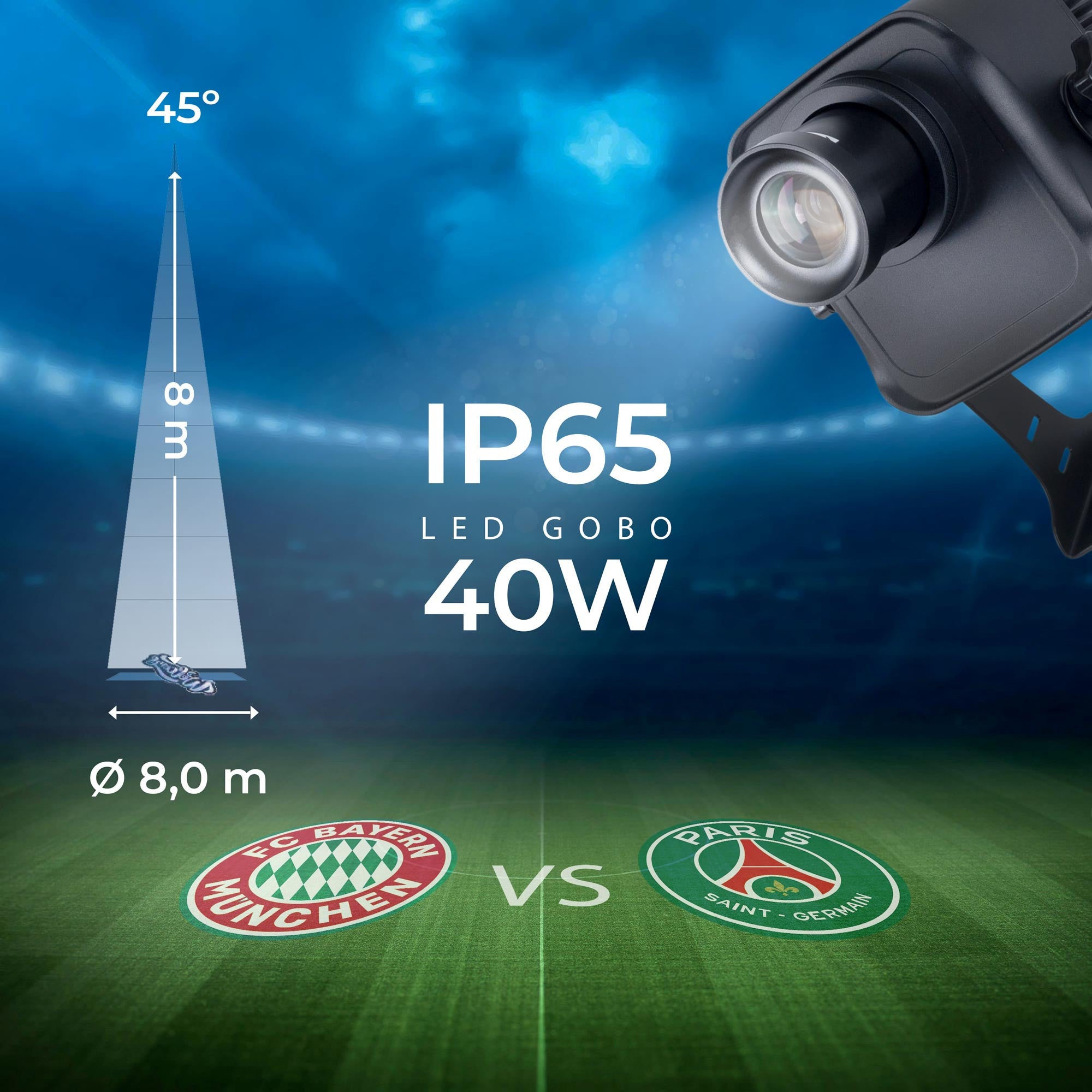 Proyector de logos LED GOBO 40W - Óptica 45° - Exterior - Rotativo (1)