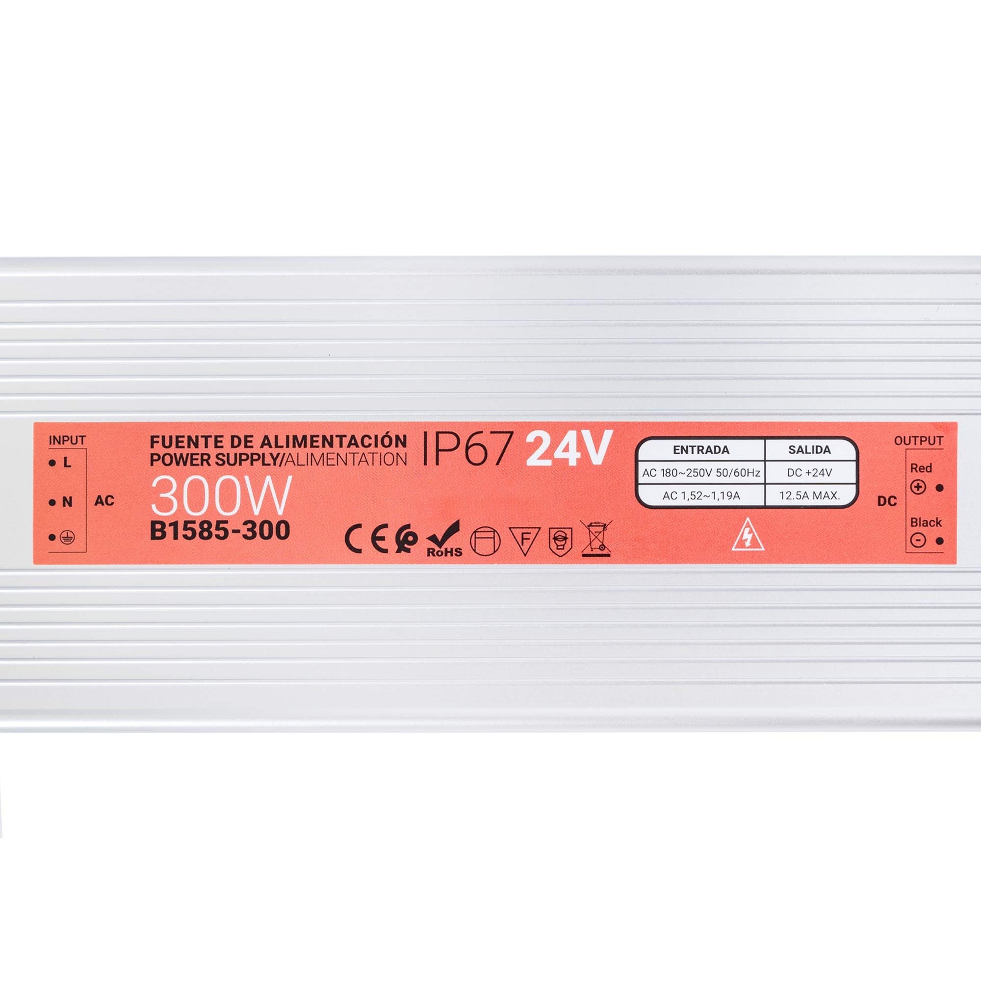 Fuente de alimentación estanca slim 300W 24V - 12.5A - IP67 (1)