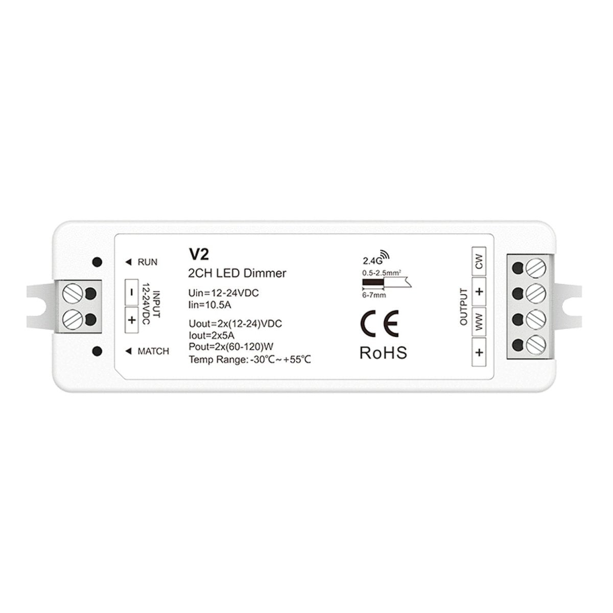Controlador CCT 12-24V DC - 2 canales - 5A/canal - RF 2.4GHz - Skydance - Barcelona Led-Control y regulación