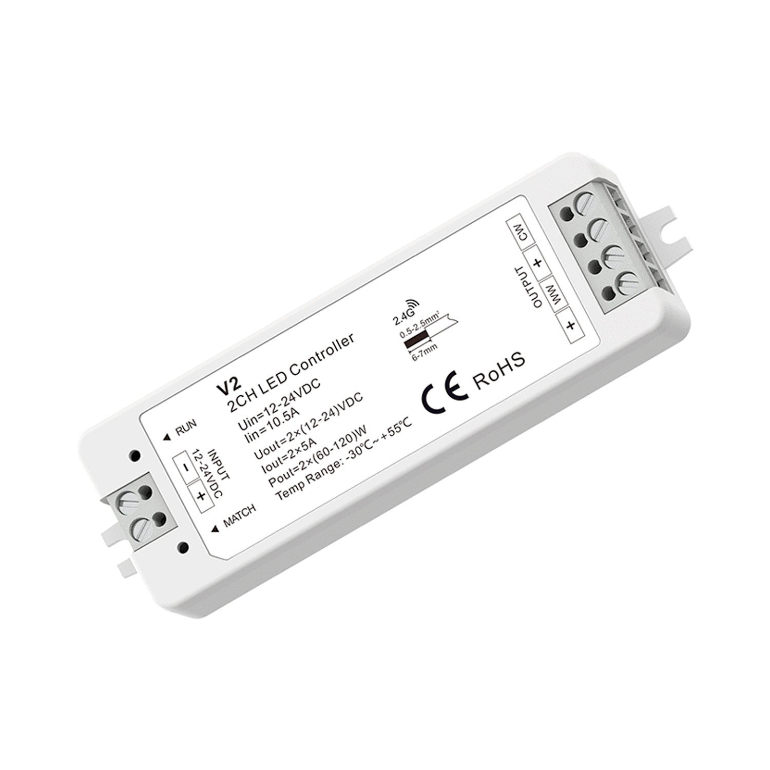 Controlador CCT 12-24V DC - 2 canales - 5A/canal - RF 2.4GHz - Skydance