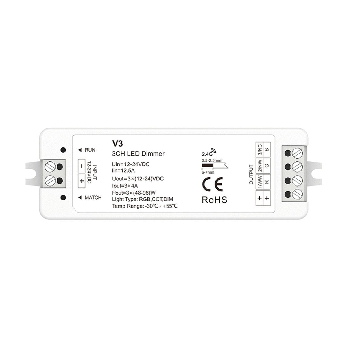 Controlador Monocolor / CCT / RGB 12-24V DC - 3 canales - 4A/canal - RF 2.4GHz - Skydance - Barcelona Led-Control y regulación