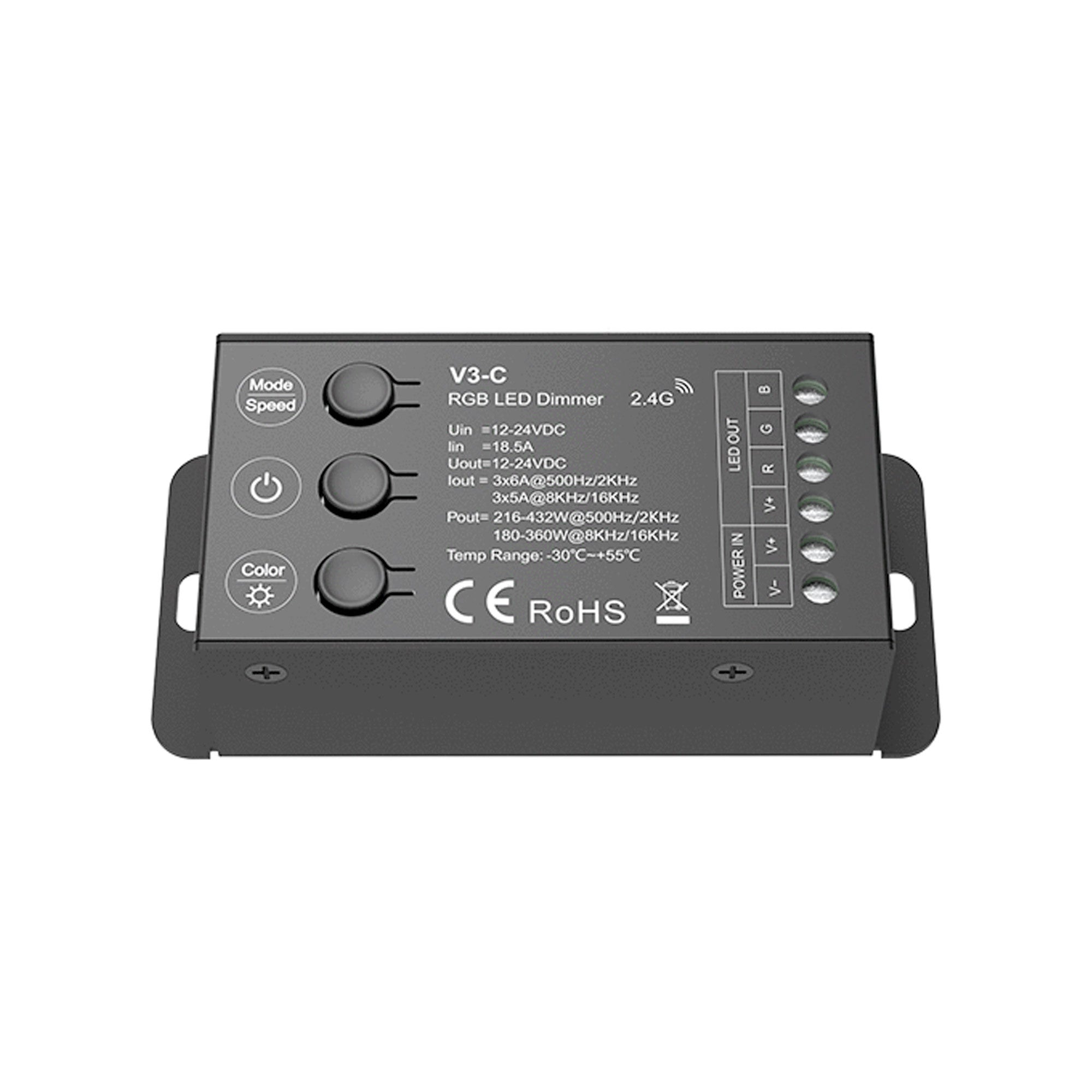 Controlador RGB 12-24V DC - 3 canales - Control por botones y RF 2.4GHz - Skydance