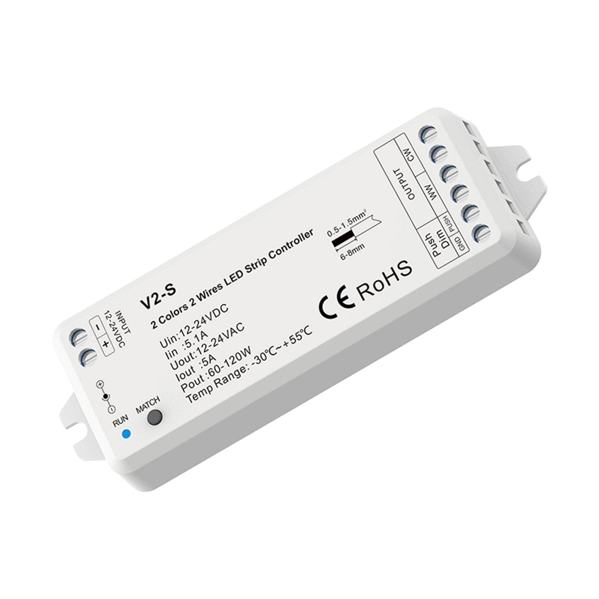 Controlador CCT 12-24V DC - 2 hilos - 5A - RF 2.4GHz - PUSH dimmer - Skydance - Barcelona Led-Control y regulación