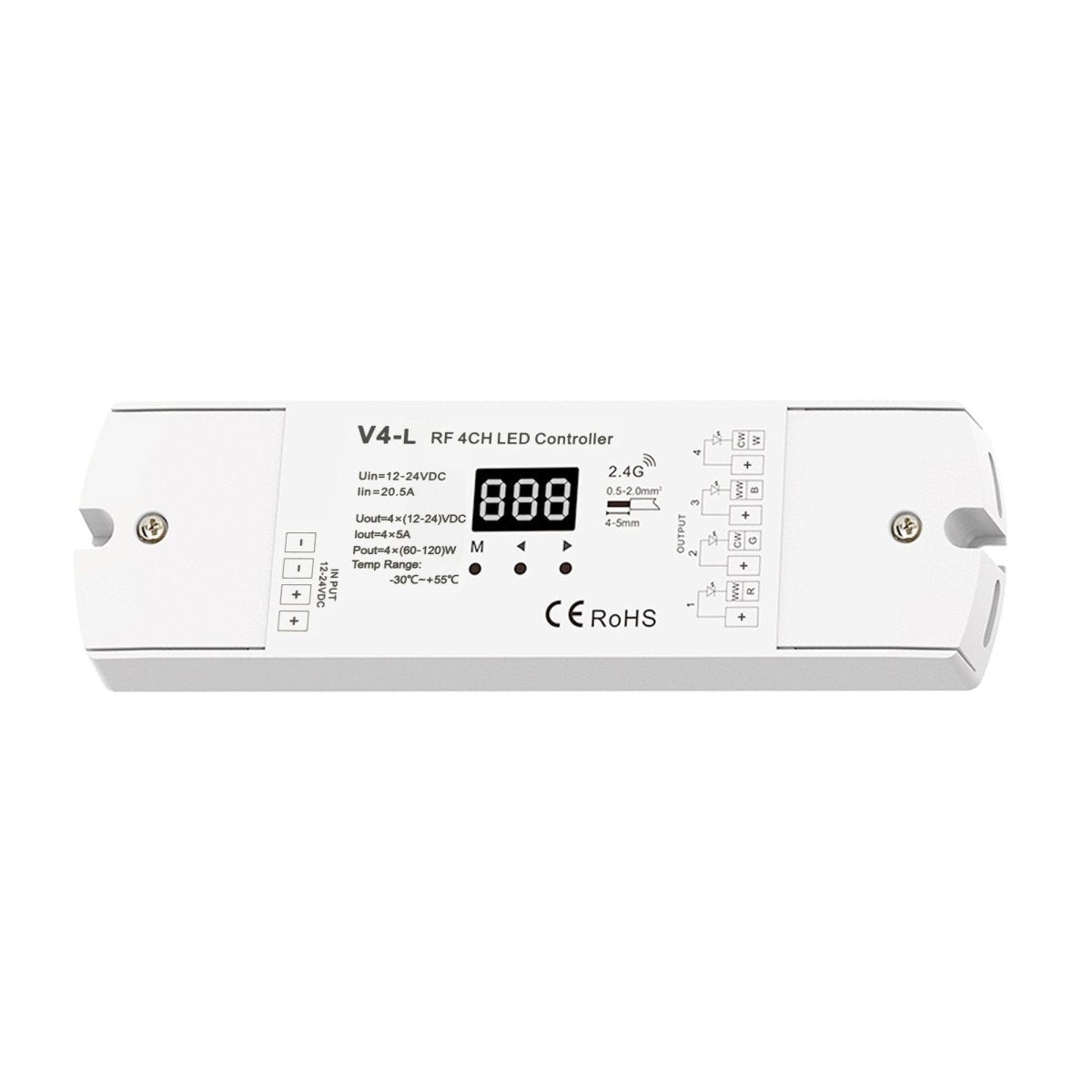 Controlador monocolor/ CCT/ RGB/ RGBW 12-24V DC - 4 canales - Programable - RF 2.4GHz - Skydance - Barcelona Led-Control y regulación
