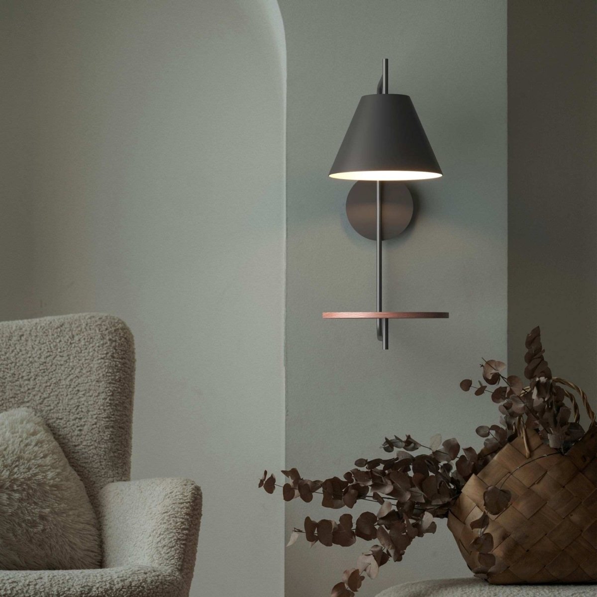 Aplique de pared con estante de apoyo "Bilon" - E27 - Barcelona Led-Decoración
