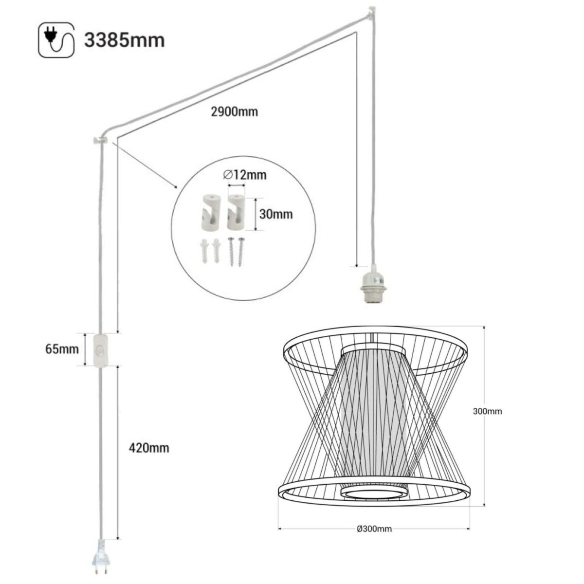 Lámpara colgante de bambú "Rise" con interruptor y enchufe - Barcelona Led-Decoración