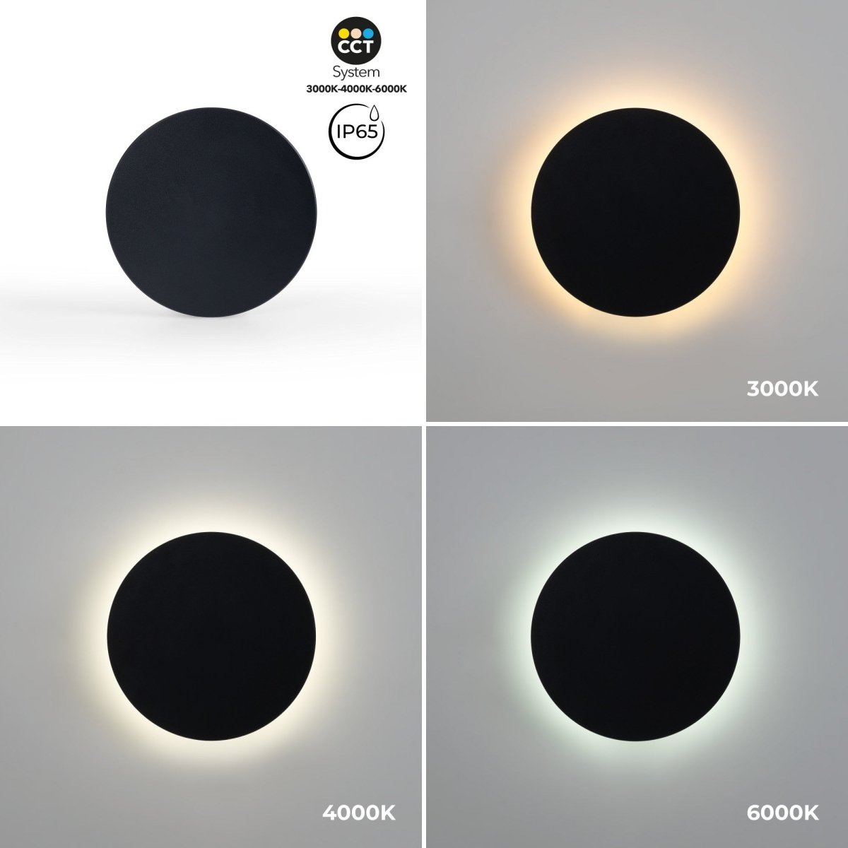 Aplique de pared circular "Eclipse" 18W - CCT - IP65 - Barcelona Led-Decoración