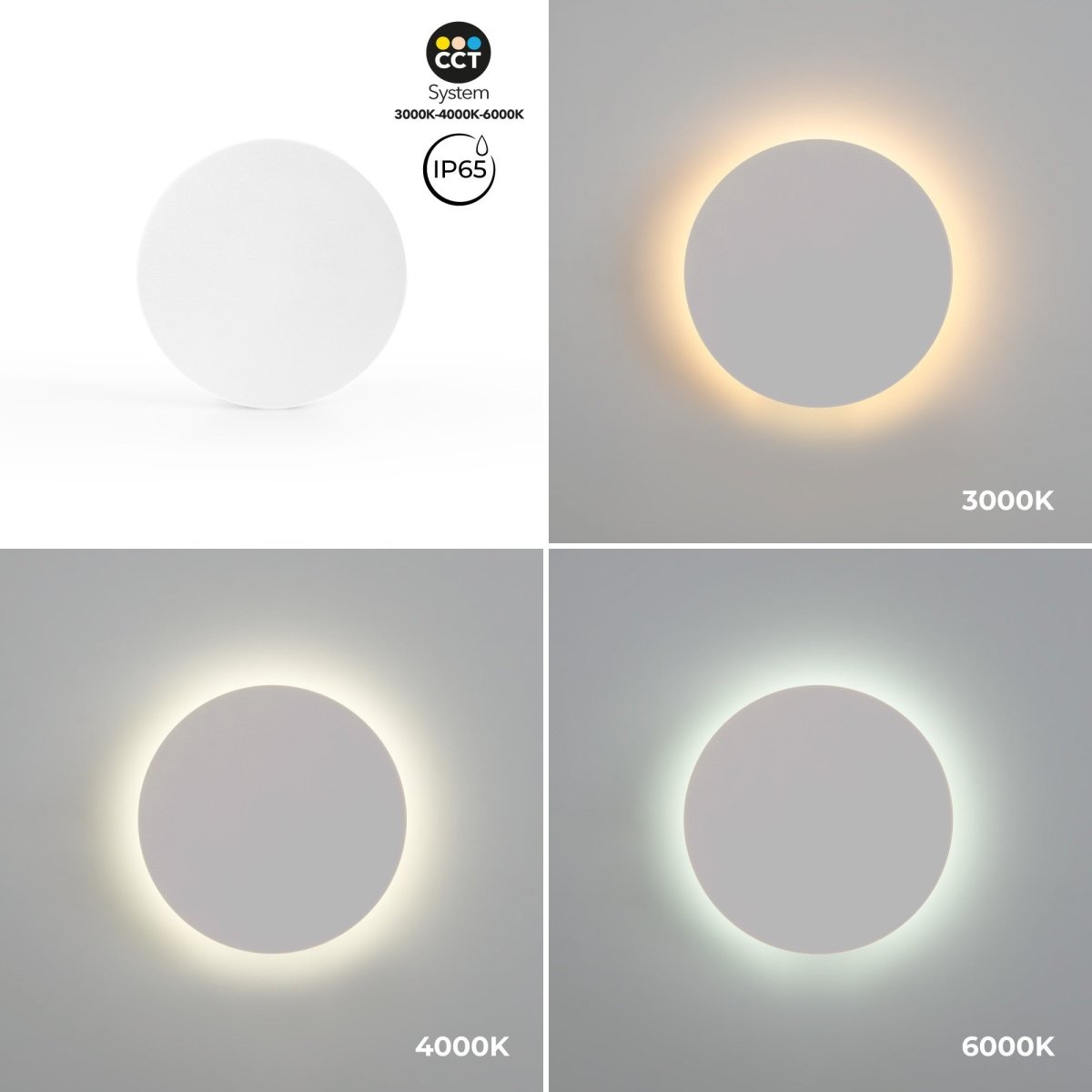Aplique de pared circular "Eclipse" 18W - CCT - IP65 - Barcelona Led-Decoración
