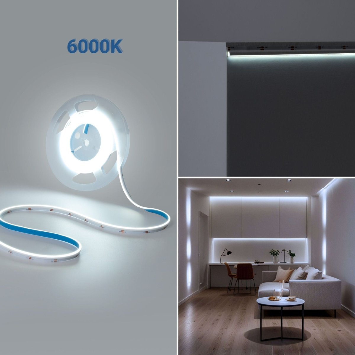 Tira LED COB 24V DC monocolor - Emisión lateral - 9W/m - 8mm - IP20 - Corte c/ 3cm - Rollo de 5 metros - Barcelona Led-