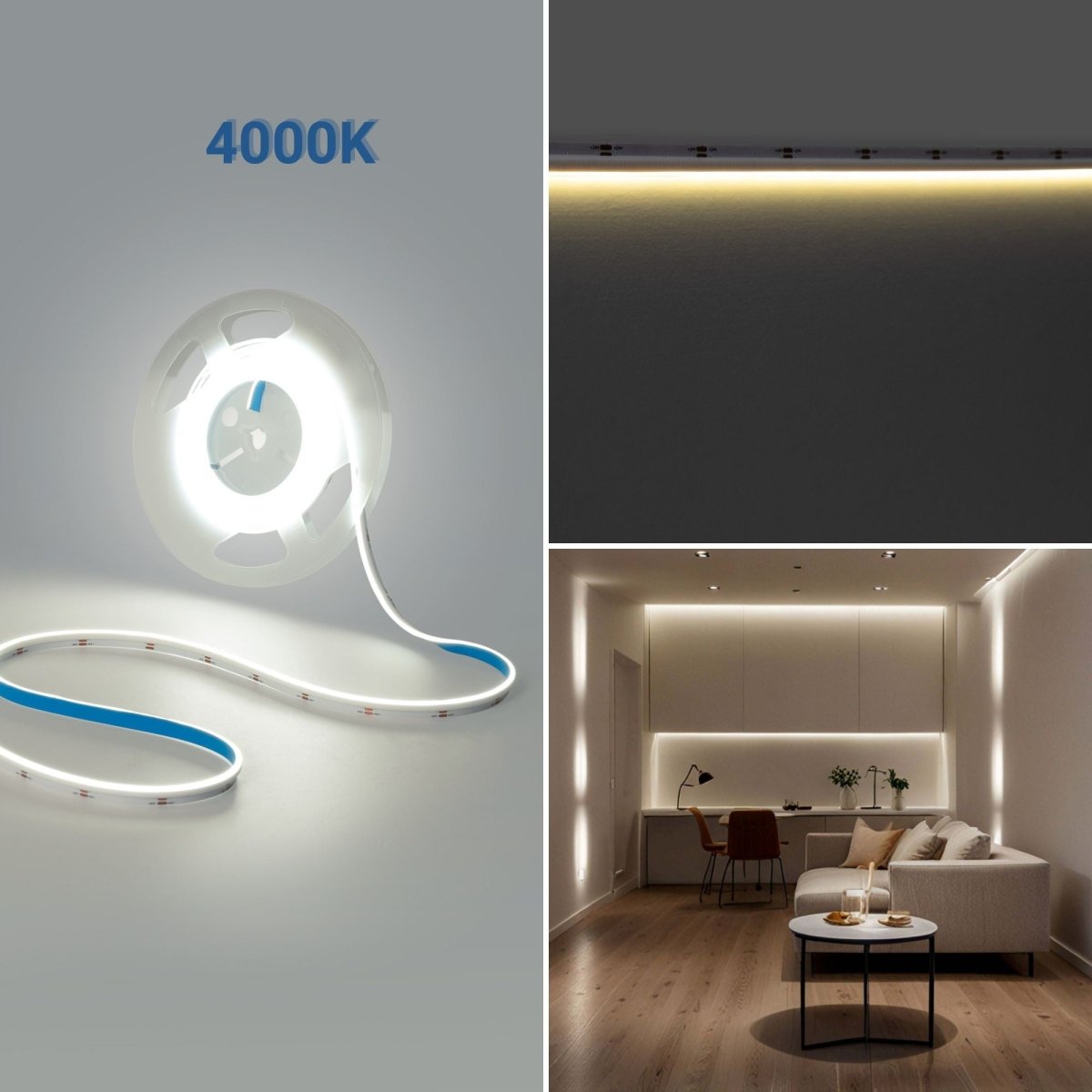 Tira LED COB 24V DC monocolor - Emisión lateral - 9W/m - 8mm - IP20 - Corte c/ 3cm - Rollo de 5 metros - Barcelona Led-