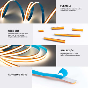 Tira LED COB 24V DC -Monocolor - FREE CUT - 11W/m - 8mm - IP20 - Rollo de 10 metros (14)