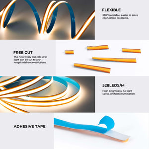 Tira LED COB 24V DC -Monocolor - FREE CUT - 11W/m - 8mm - IP20 - Rollo de 10 metros (16)