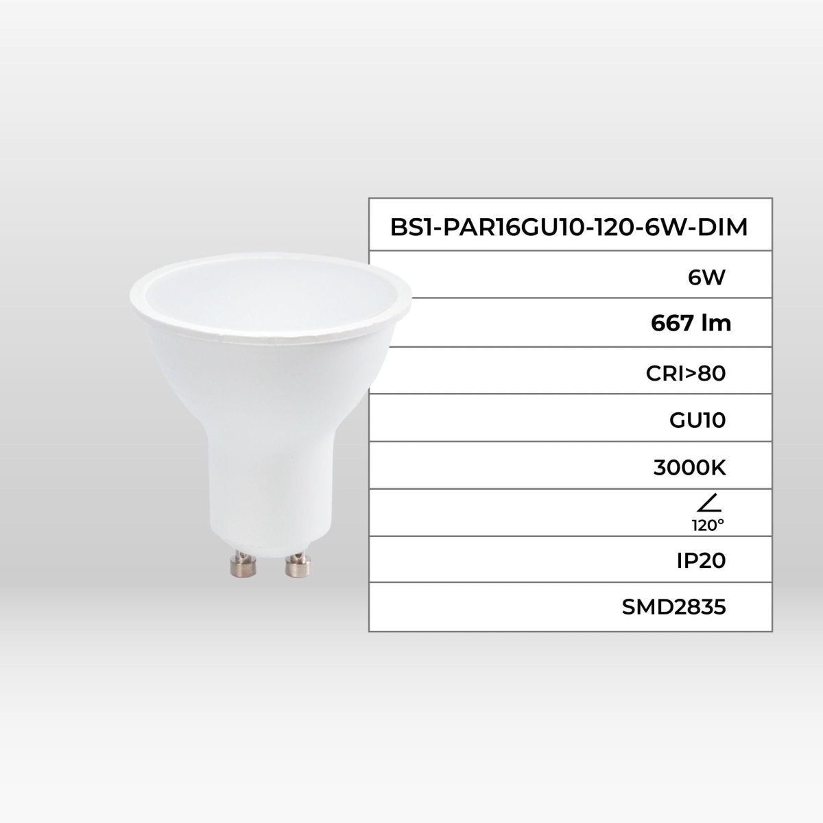 Bombilla LED GU10 - 6W - Regulable - 120º - Barcelona Led-