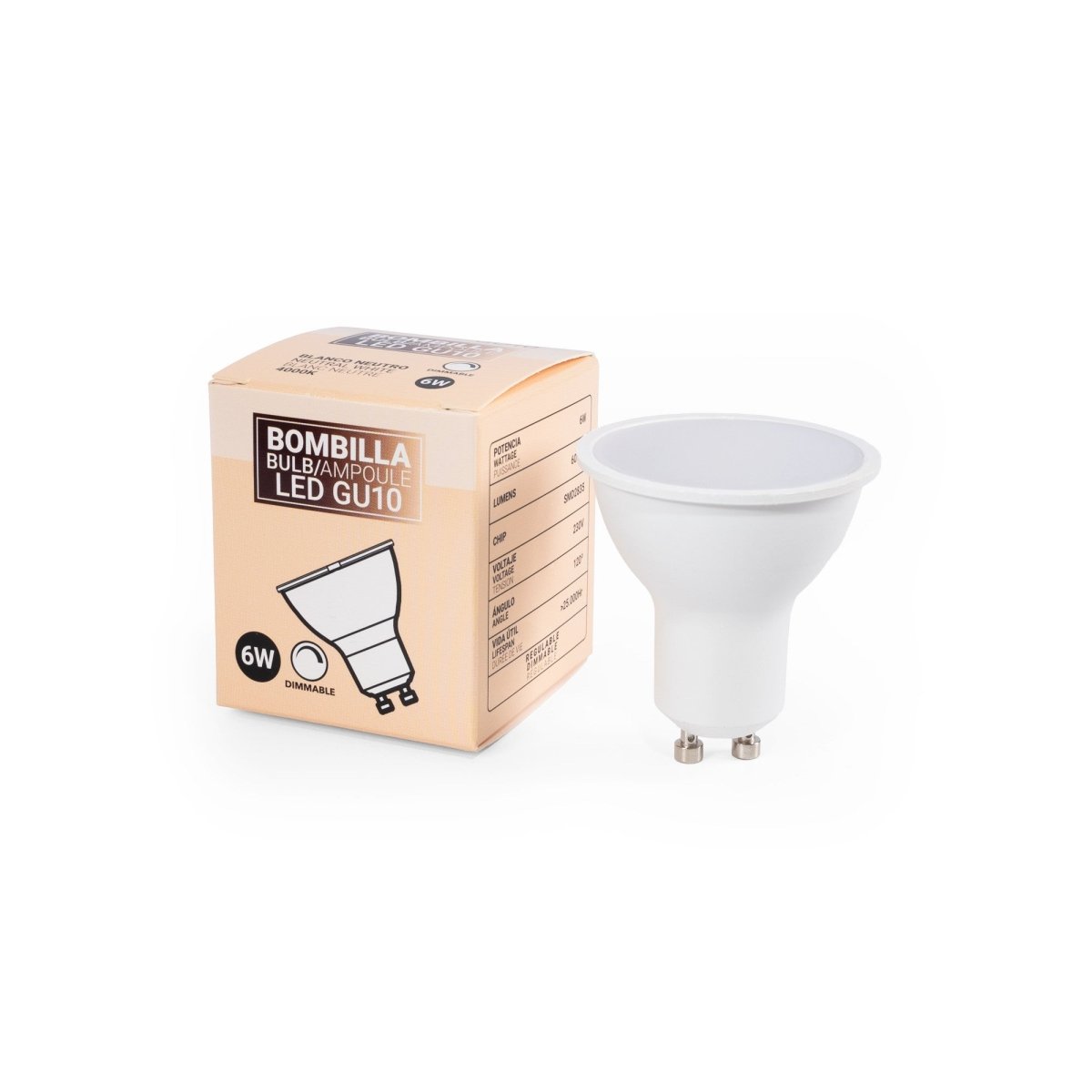 Bombilla LED GU10 - 6W - Regulable - 120º - Barcelona Led-