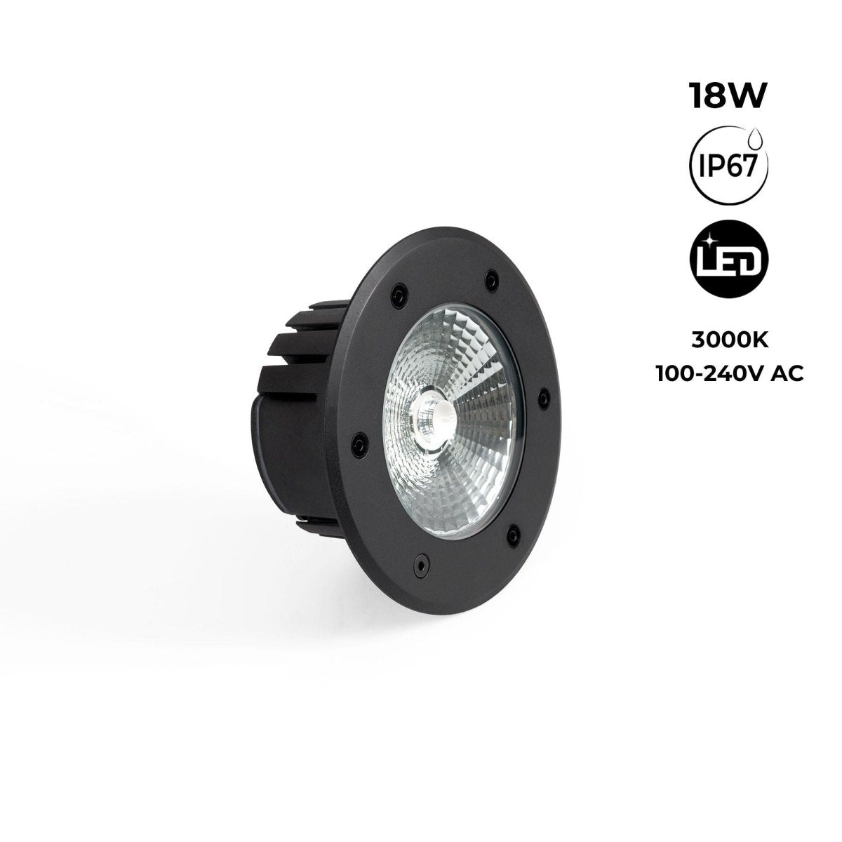Baliza LED exterior suelo 18W - 100-240V - IP67 - Ø15cm - 30º - Barcelona Led-