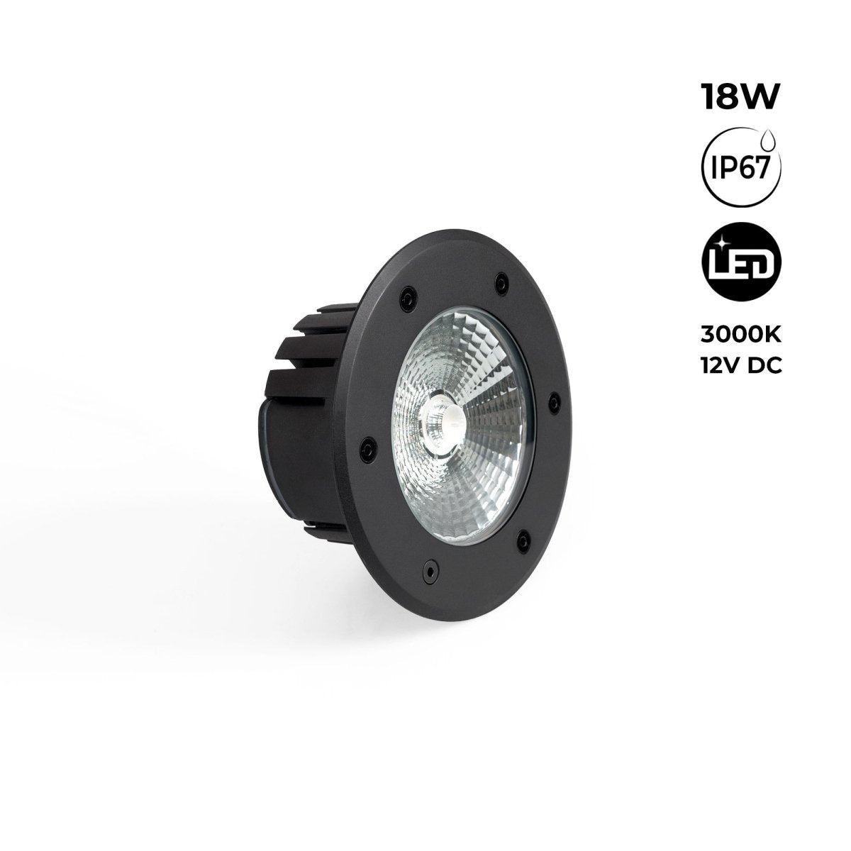 Baliza LED exterior suelo 18W - 12V DC - IP67 - Ø15cm -30º - RGB/3000K - Barcelona Led-