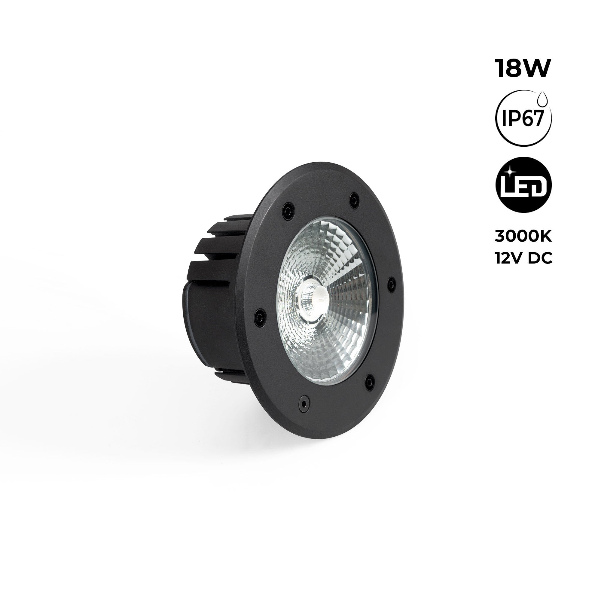 Baliza LED exterior suelo 18W RGB - 12V DC - IP67 - Ø15cm -30º (35)