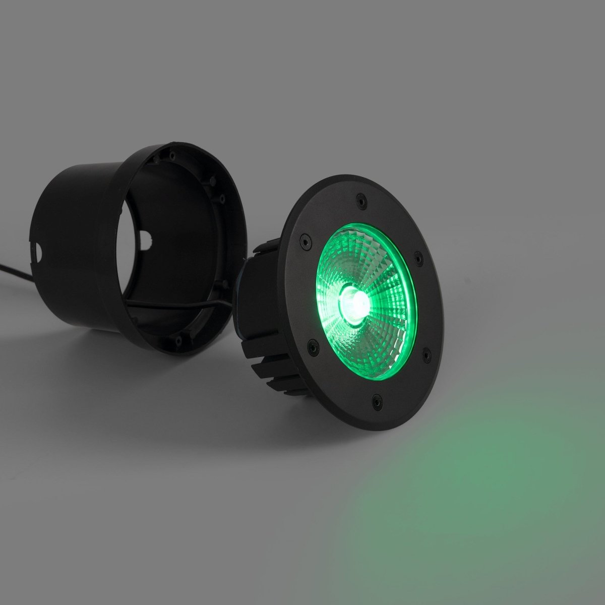 Baliza LED exterior suelo 18W - 12V DC - IP67 - Ø15cm -30º - RGB/3000K - Barcelona Led-