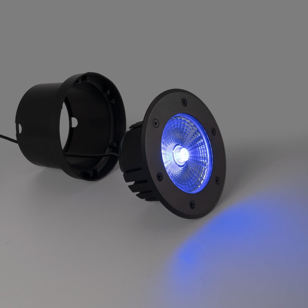 Baliza LED exterior suelo 18W - 12V DC - IP67 - Ø15cm -30º - RGB/3000K - Barcelona Led-