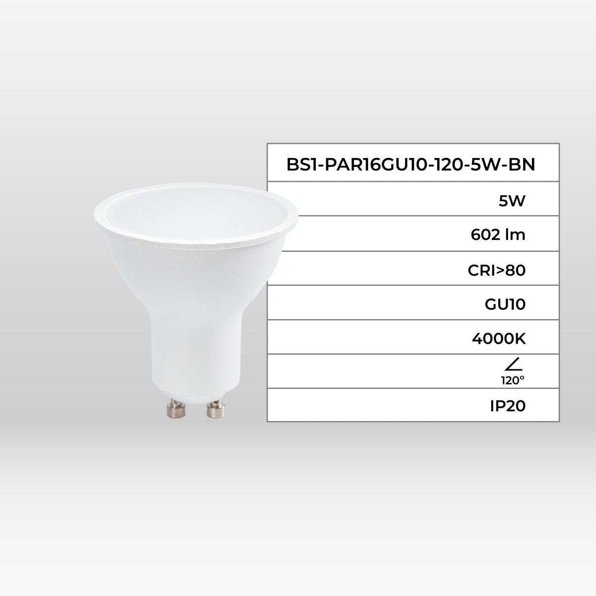 Bombilla LED GU10 - 5W - 120° - Barcelona Led-