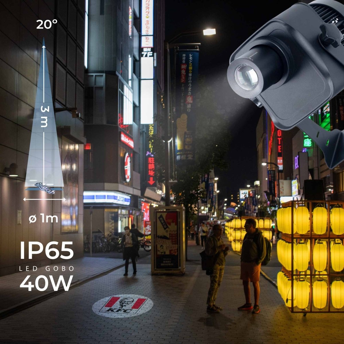 Proyector de logos LED GOBO 40W rotativo exterior - Óptica 20° - IP65 - Barcelona Led-Signage