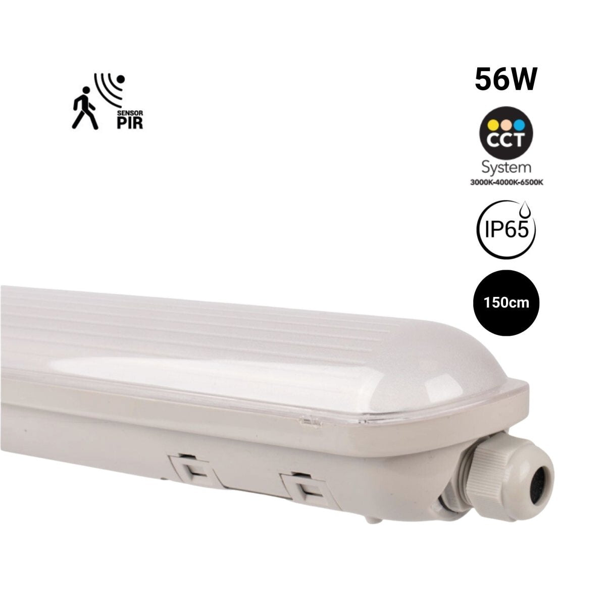 Pantalla estanca LED lineal conectable CCT con sensor de movimiento- 150cm - 56W - IP65 - Barcelona Led-