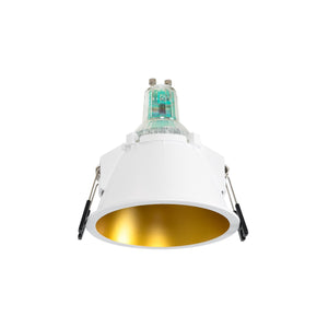 KIT Aro empotrable fijo Ø93mm (blanco) + Bombilla GU10 5,4W + Portalámparas (16)