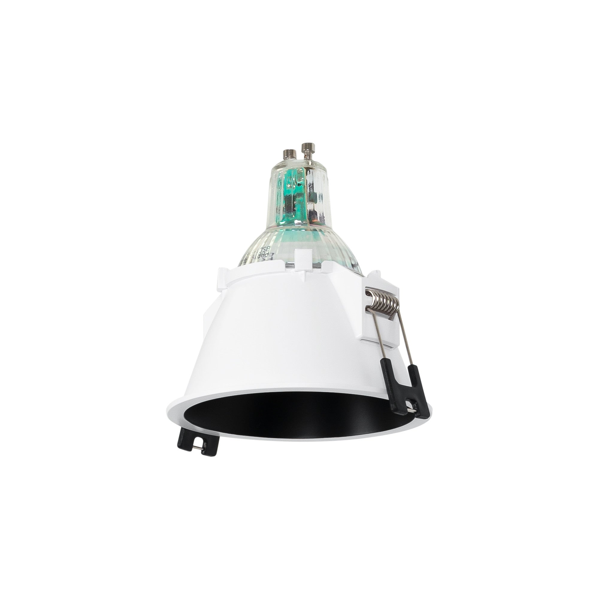 KIT Aro empotrable fijo Ø93mm (blanco) + Bombilla GU10 5,4W + Portalámparas (11)