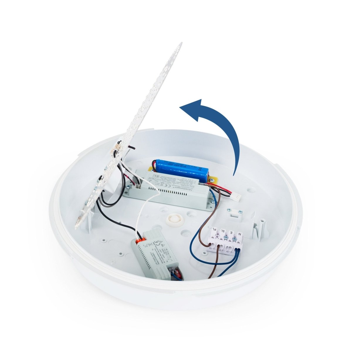 Plafón LED techo estanco / Luz de emergencia - CCT - Potencia ajustable 12W-16W - Ø31cm - IP65 - Barcelona Led-