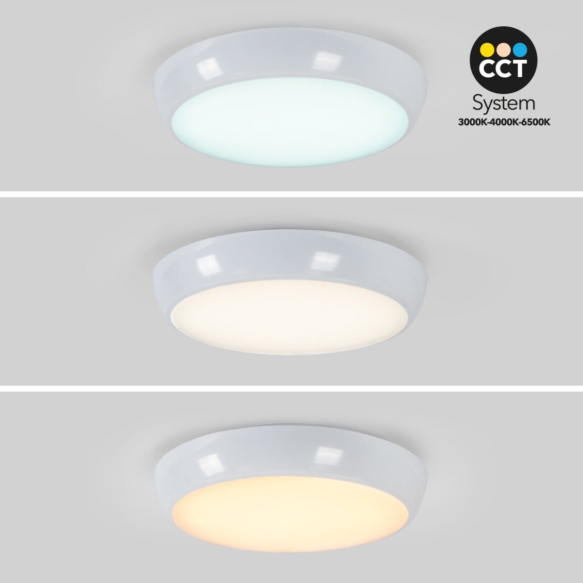 Plafón LED techo estanco / Luz de emergencia - CCT - Potencia ajustable 12W-16W - Ø31cm - IP65 - Barcelona Led-