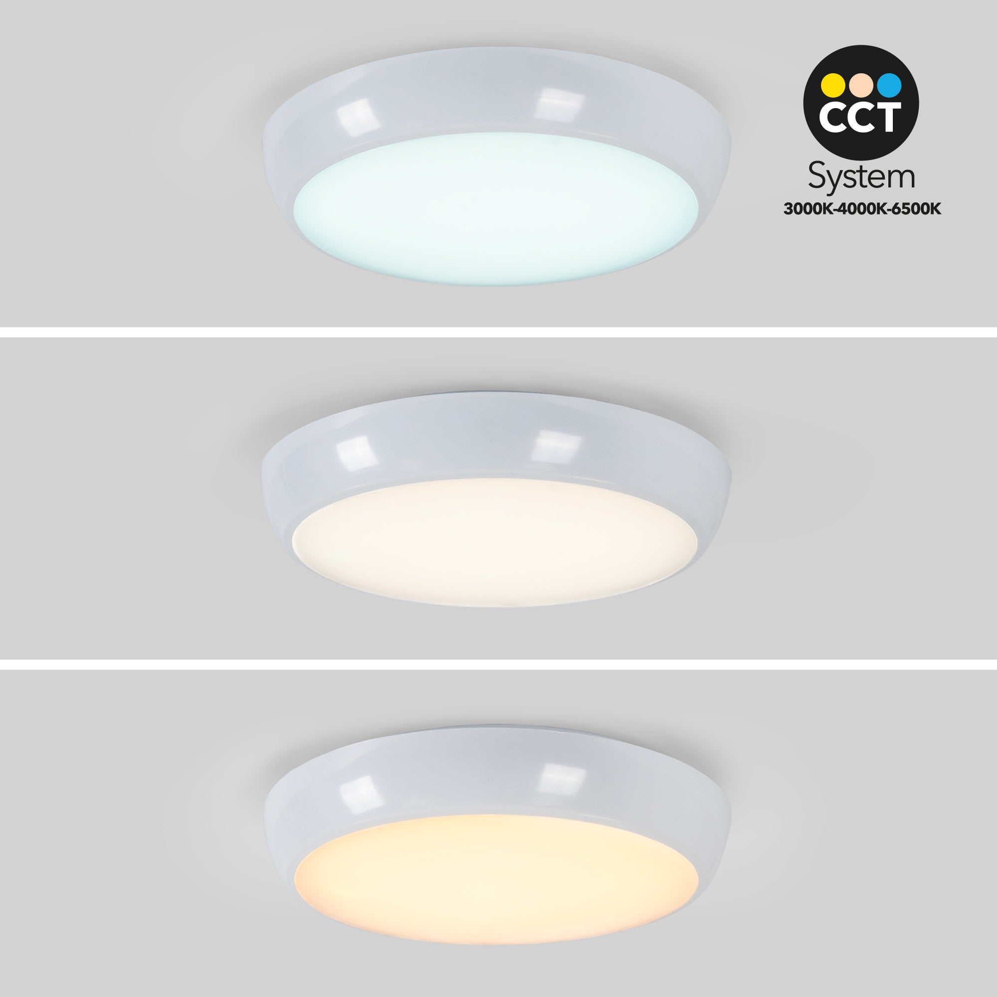 Plafón LED de techo estanco con sensor de movimiento + Luz de emergencia - CCT - Potencia ajustable 12W-16W - Ø31cm - IP65 (10)