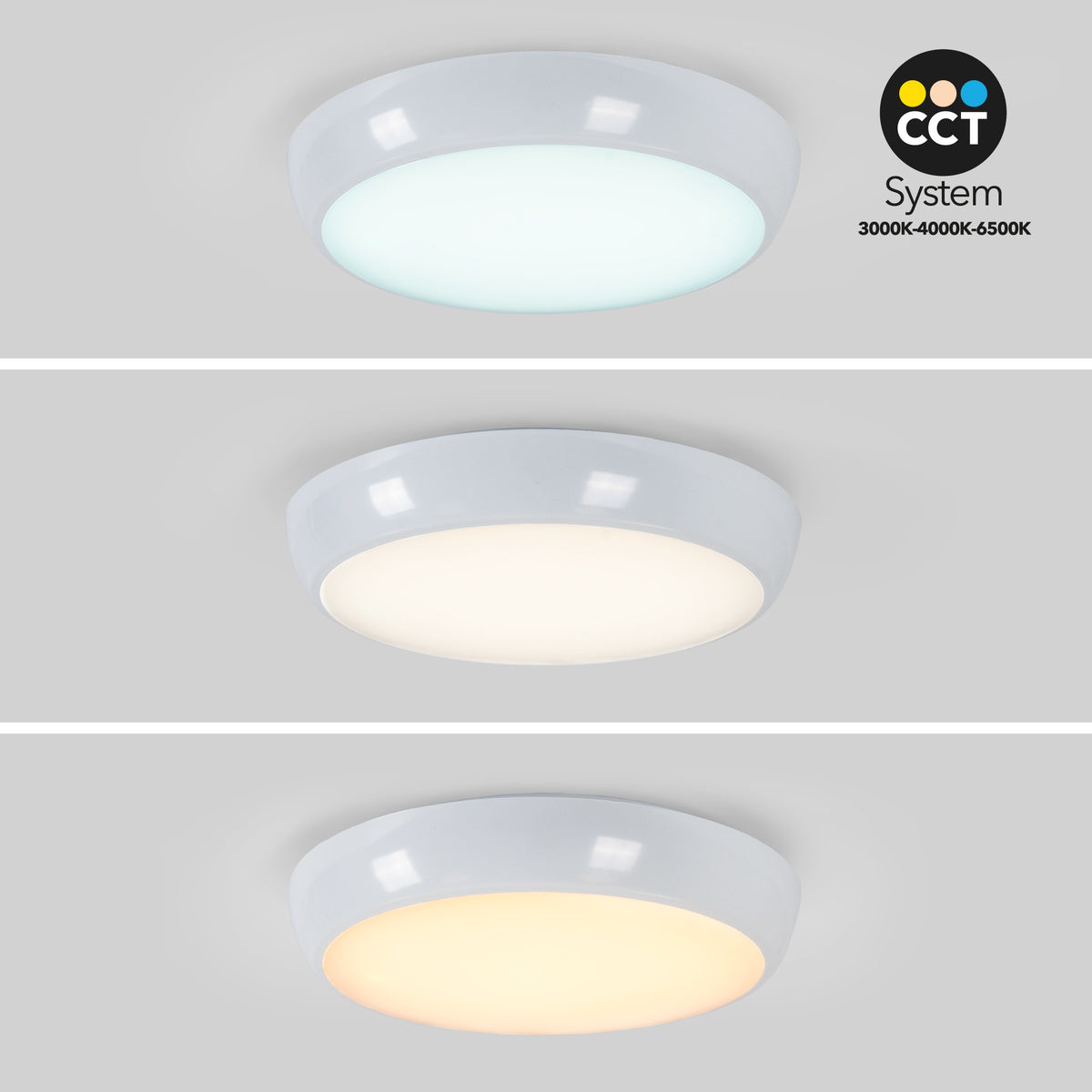 Plafón LED de techo estanco con sensor de movimiento + Luz de emergencia - CCT - Potencia ajustable 12W-16W - Ø31cm - IP65 (11)