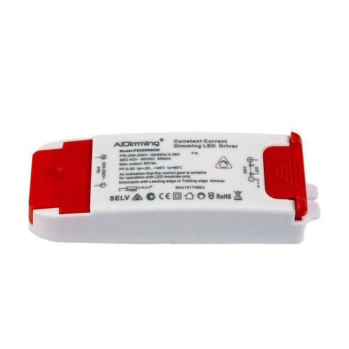Driver a corrente costante dimmerabile TRIAC 18W 43-60VDC 300mA