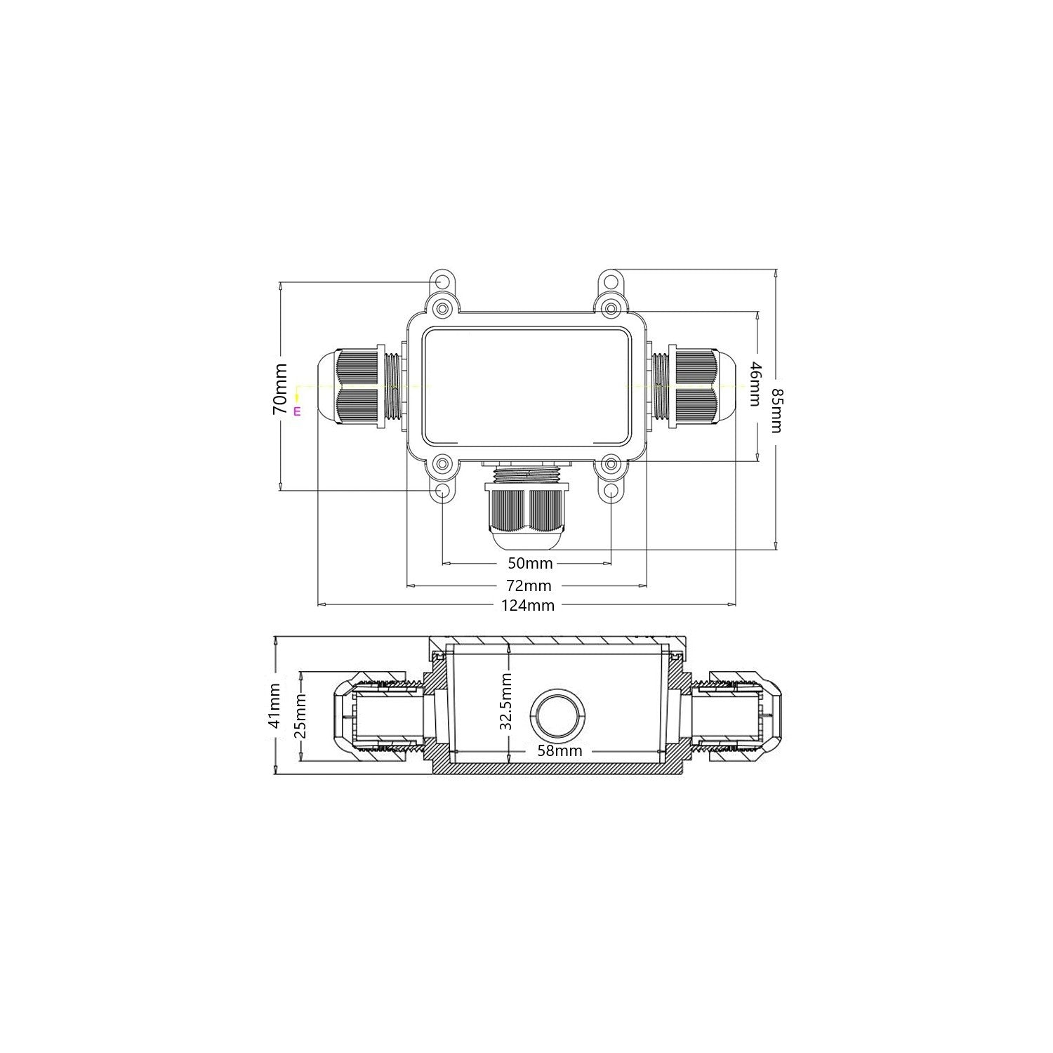 Caja de conexión impermeable en T - IP68 - 0.5 - 2.5mm² (2)